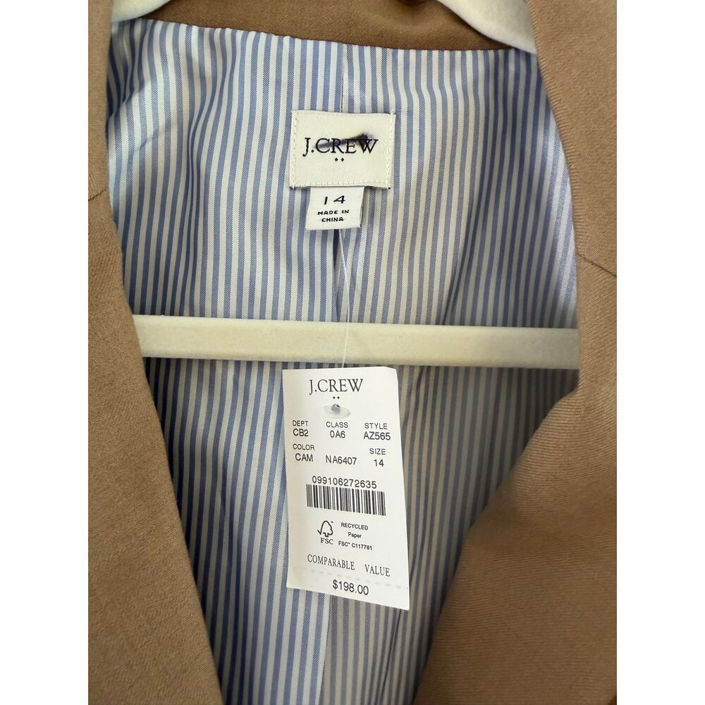 J.Crew Schoolboy Blazer Camel Tan Gold Button Wool Blend NWT Size 14 - Picture 8 of 14